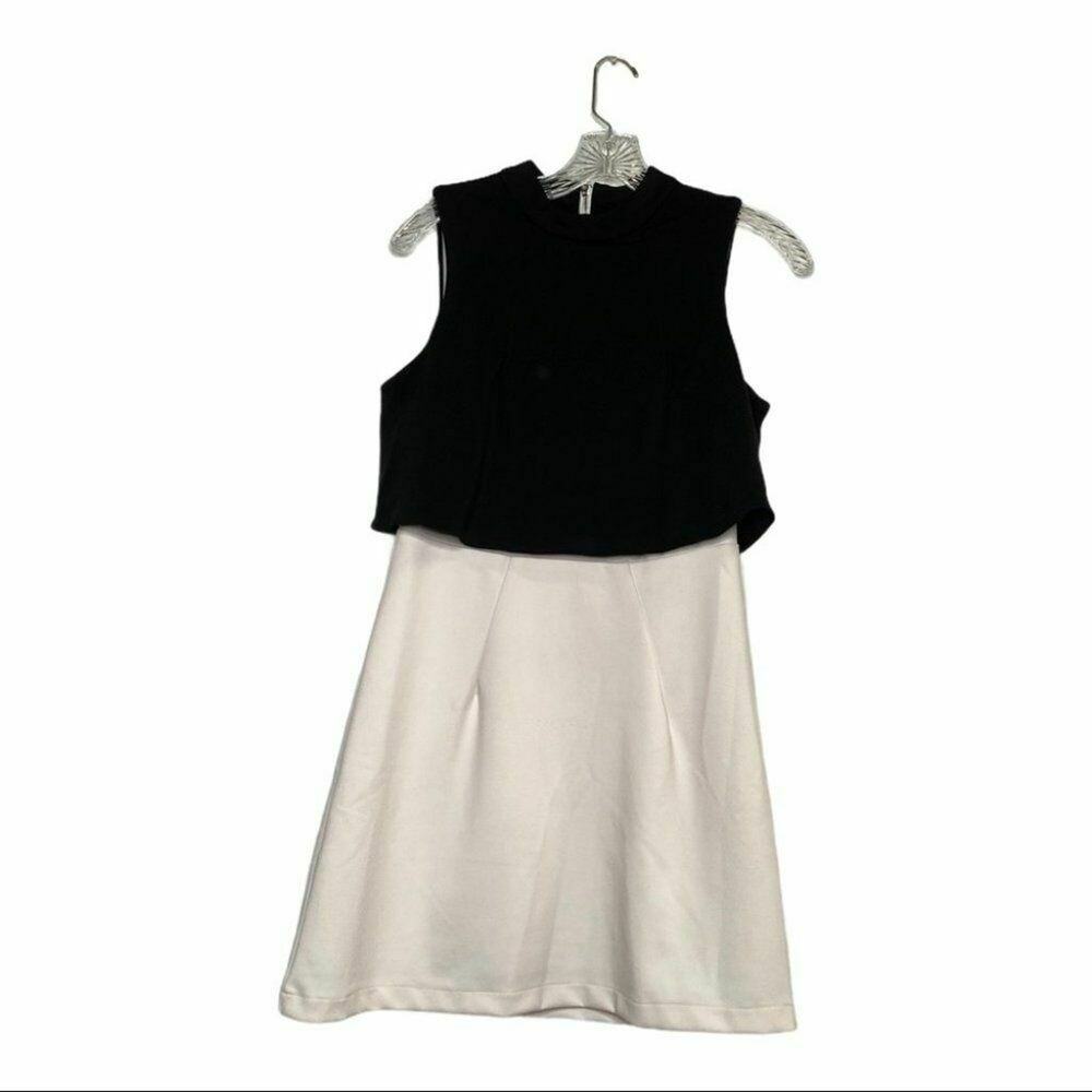 Lavish Alice Two Tone Ivory Black A-Line Mini Dress Sz UK10 / US6